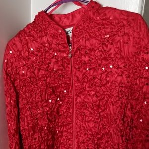 Long sleeved red sparkling jacket